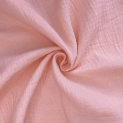 Ткань Муслин Жатый, цвет Нежно-Розовый (на отрез)  в Чапаевске