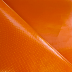 Ткань ПВХ 450 гр/м2, Оранжевый (Ширина 160см), на отрез  в Чапаевске